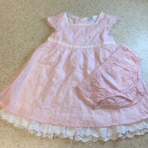Greendog, Green dog, 2 piece, pink dress size 12 months